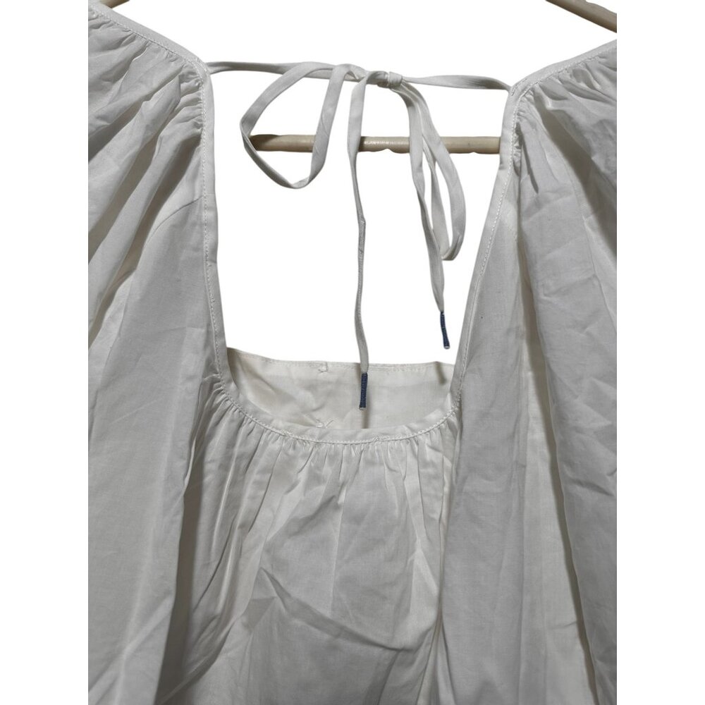 Maurices Lace Babydoll Blouse Womens 1X White Ballon Sleeves Cottagecore Peasent - Picture 12 of 16